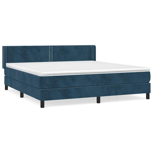 vidaXL Box spring postel s matrac&iacute; tmavě modr&aacute; 160x200 cm samet