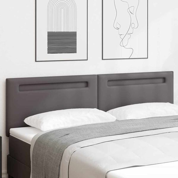 vidaXL LED hlavov&aacute; deska &Scaron;ed&aacute; 180 cm Uměl&aacute; kůže