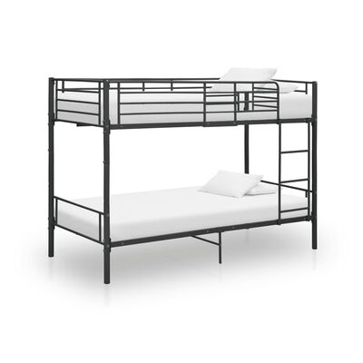 vidaXL Poschoďová postel černá kov 90 x 200 cm