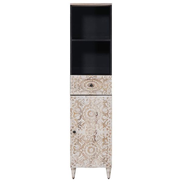 vidaXL Koupelnov&aacute; skř&iacute;ň B&iacute;l&aacute; 38 x 33,5 x 160 cm Masivn&iacute; mangov&eacute; dřevo