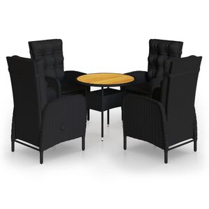 vidaXL 5d&iacute;ln&yacute; zahradn&iacute; bistro set polyratan čern&yacute;