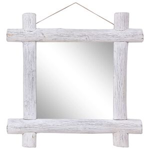 vidaXL Dřevěn&eacute; zrcadlo b&iacute;l&eacute; 70 x 70 cm masivn&iacute; recyklovan&eacute; dřevo