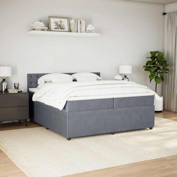vidaXL Box spring postel s matrac&iacute; tmavě &scaron;ed&aacute; 200x200 cm samet