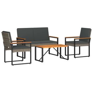 vidaXL Sada venkovn&iacute;ho n&aacute;bytku 4 pcs &Scaron;ed&aacute; a tmavě &scaron;ed&aacute; polyratan