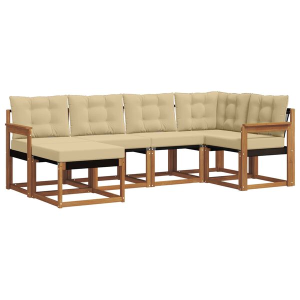 vidaXL Venkovn&iacute; pohovkov&aacute; souprava 6 pcs Přirozen&aacute; a B&eacute;žov&aacute;