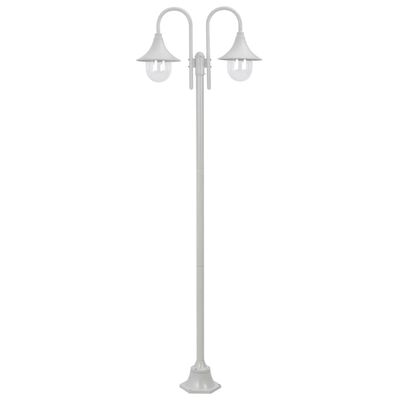 vidaXL Zahradní sloupová lampa 2 ramena E27 220 cm hliník bílá