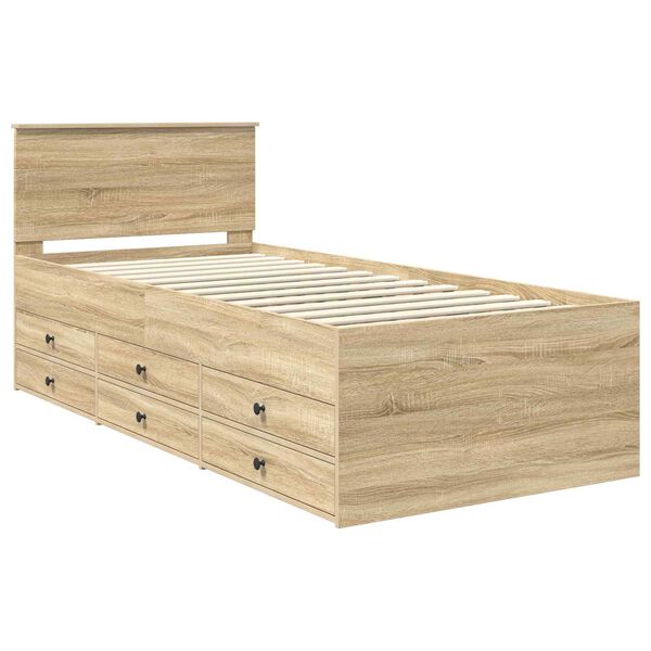vidaXL Daybed s čelo Sonoma dub a čern&aacute; 90 x 200 cm kompozitn&iacute; dřevo