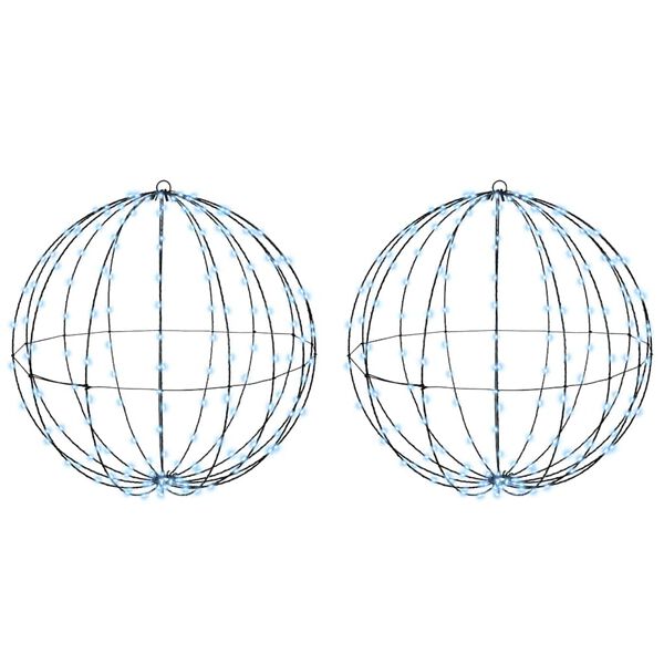 vidaXL Koule s 384 LED diodami 2 pcs Studená bílá 60 cm kov