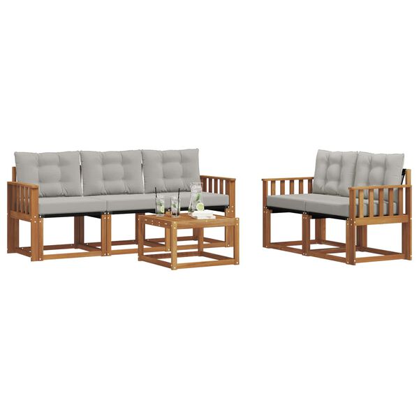 vidaXL Venkovn&iacute; pohovkov&aacute; souprava 6 pcs Př&iacute;rodn&iacute; a světle &scaron;ed&aacute;