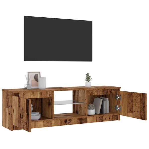 vidaXL TV stolek s LED old wood 120 x 30 x 36 cm kompozitní dřevo