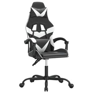 vidaXL Otočn&aacute; hern&iacute; židle čern&aacute; a b&iacute;l&aacute; uměl&aacute; kůže