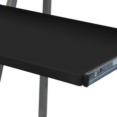 vidaXL PC stůl s vysouvací deskou na klávesnici a horní poličkou černý