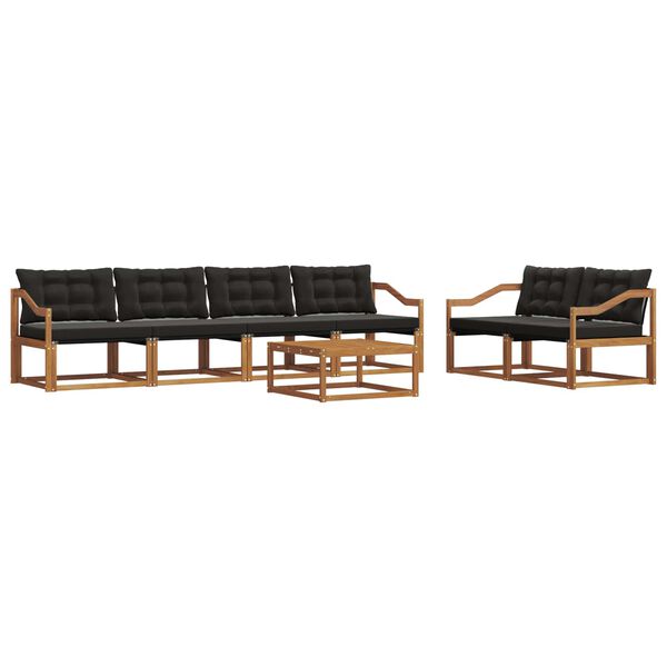 vidaXL Venkovn&iacute; pohovkov&aacute; souprava s pol&scaron;t&aacute;řem 7 pcs Přirozen&aacute; a čern&aacute;