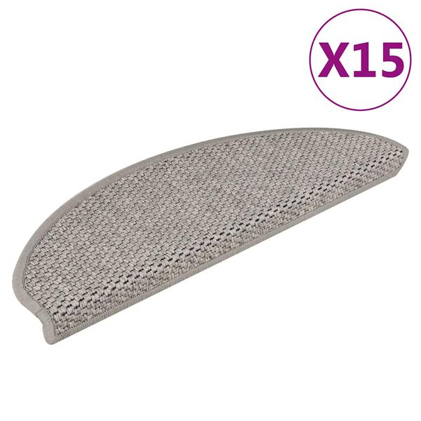vidaXL Samolepic&iacute; n&aacute;&scaron;lapy na schody sisal 15 ks 65x21x4 cm stř&iacute;brn&eacute;