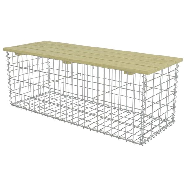 vidaXL Gabionov&aacute; lavice 120 cm pozinkovan&aacute; ocel a borov&eacute; dřevo