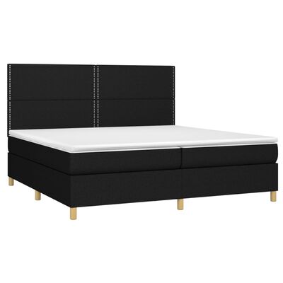 vidaXL Box spring postel s matrací a LED černá 200x200 cm textil