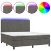 vidaXL Box spring postel s matrac&iacute; a LED tmavě &scaron;ed&aacute; 160x200 cm samet