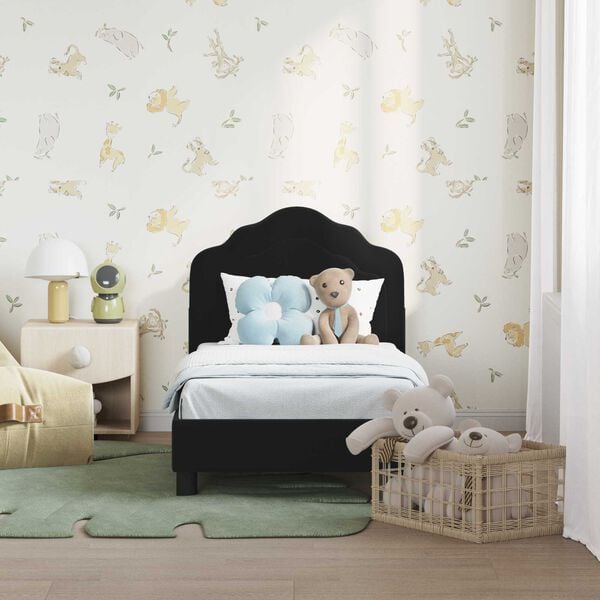 vidaXL Rám postele pro batole s čelem s čelo Černá 70 x 140 cm samet