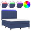 vidaXL Box spring postel s matrac&iacute; a LED modr&aacute; 140x190 cm textil