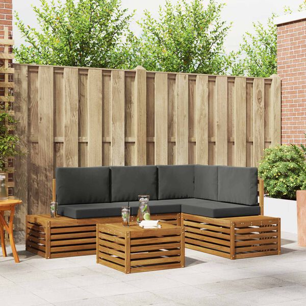 vidaXL Venkovn&iacute; pohovkov&aacute; souprava 5 Kus Přirozen&aacute; a Anthracitov&aacute;