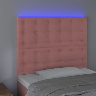 vidaXL Čelo postele s LED růžové 100x5x118/128 cm samet