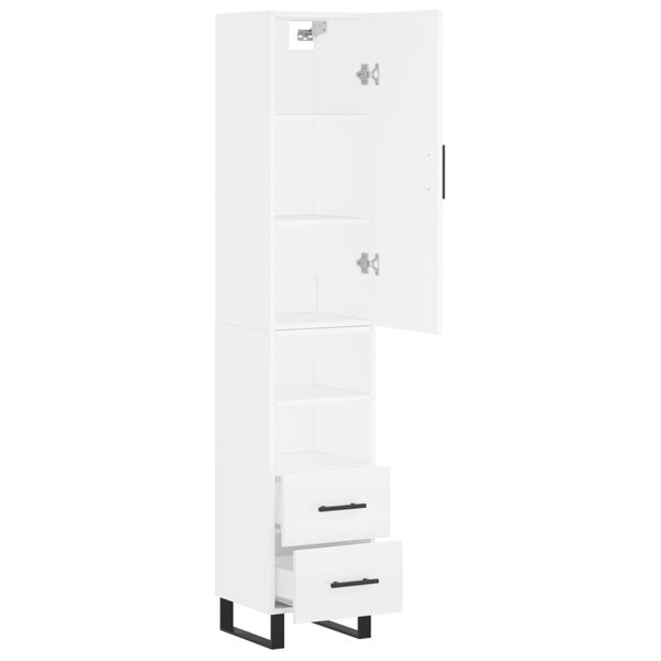 vidaXL Skř&iacute;ň highboard b&iacute;l&aacute; 34,5 x 34 x 180 cm kompozitn&iacute; dřevo