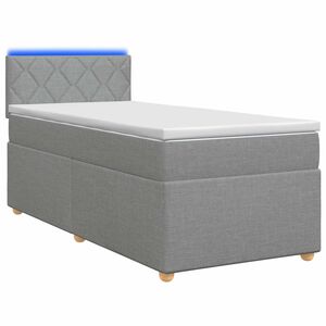 vidaXL Box spring postel s matrac&iacute; a LED Světle &scaron;ed&aacute; 90 x 190 cm