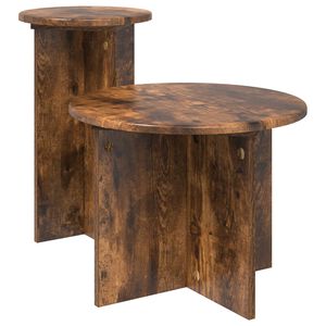 vidaXL Sada odkl&aacute;dac&iacute;ch stolků 2 ks Kouřov&yacute; dub &Oslash; 45 x 35 cm