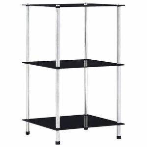 vidaXL 3patrov&aacute; police čern&aacute; 40 &times; 40 &times; 67 cm tvrzen&eacute; sklo
