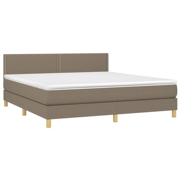 vidaXL Box spring postel s matrac&iacute; a LED taupe 180x200 cm textil