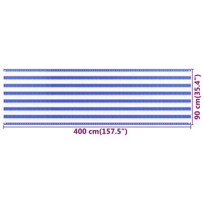 vidaXL Balkonová zástěna modrobílá 90 x 400 cm HDPE