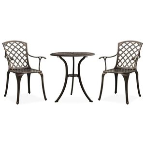 vidaXL 3dílný bistro set litý hliník bronzový