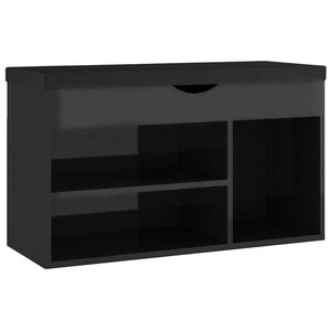 vidaXL Lavice s botn&iacute;kem a podu&scaron;kou čern&aacute; leskl&aacute; 80x30x47 cm kompozit