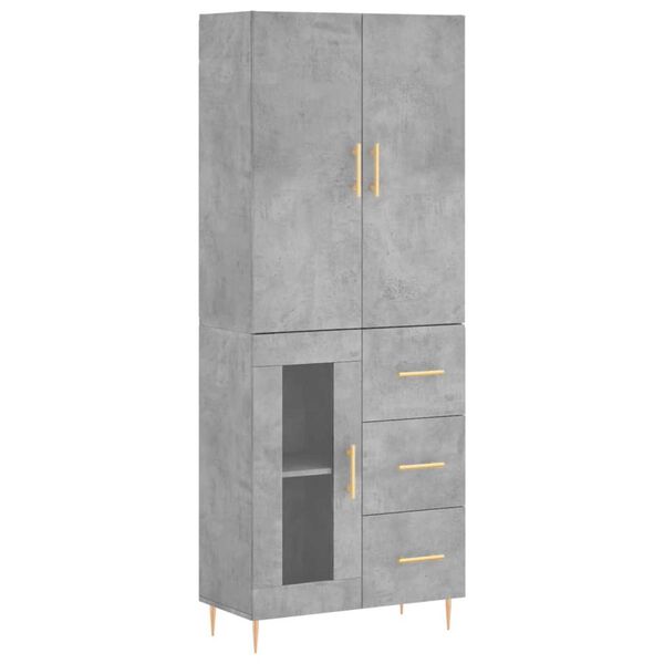 vidaXL Skř&iacute;ň highboard betonově &scaron;ed&aacute; 69,5x34x180 cm kompozitn&iacute; dřevo