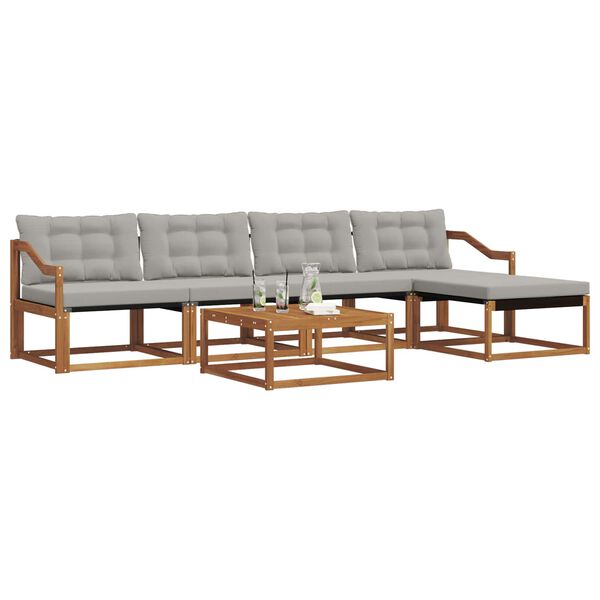 vidaXL Venkovn&iacute; pohovkov&aacute; souprava 6 pcs Př&iacute;rodn&iacute; a světle &scaron;ed&aacute;