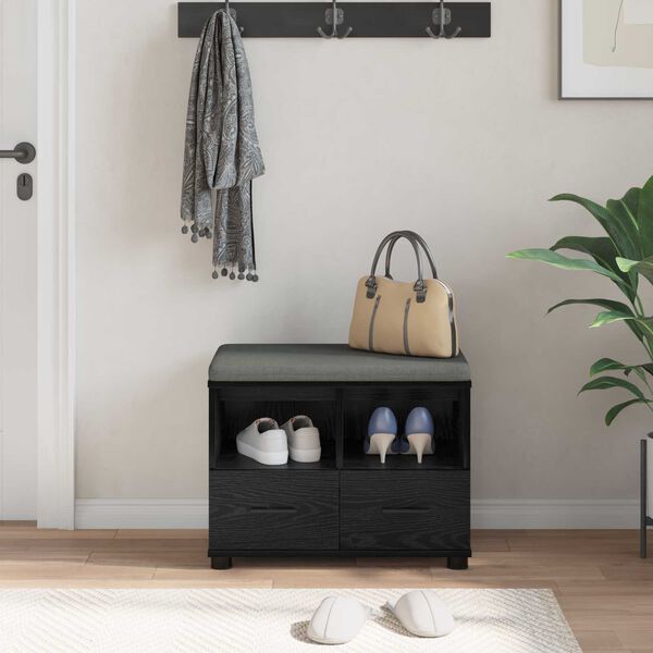 vidaXL Chodbičkov&aacute; lavice s pol&scaron;t&aacute;řem Čern&yacute; dub 60 x 38 x 46 cm