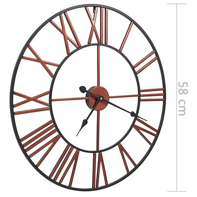 vidaXL Nástěnné hodiny kovové 58 cm červené
