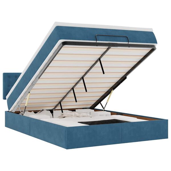 vidaXL Osmansk&yacute; r&aacute;m postele s matrac&iacute; tmavě modr&aacute; 140x190cm samet