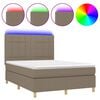 vidaXL Box spring postel s matrac&iacute; a LED taupe 140x200 cm textil