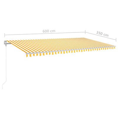 vidaXL Ručně zatahovací markýza s LED světlem 6 x 3,5 m žlutobílá