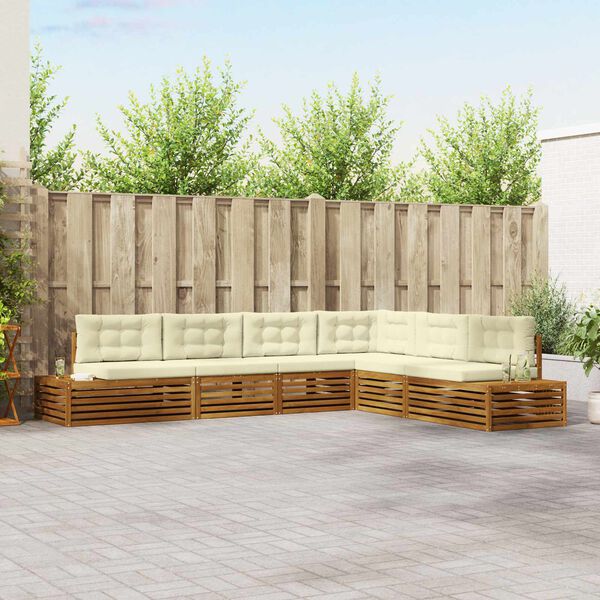 vidaXL Venkovn&iacute; pohovkov&aacute; souprava 6 Kus Přirozen&aacute; a Kr&eacute;mov&aacute;