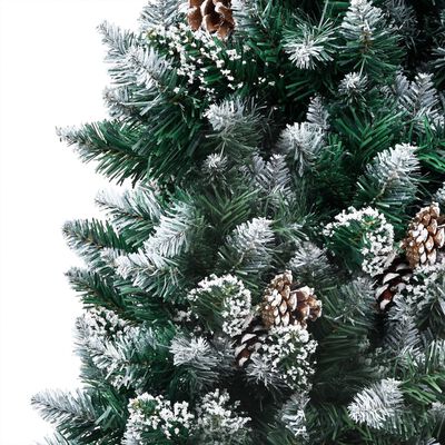 vidaXL Umělý vánoční stromek s LED sadou koulí a šiškami 210 cm