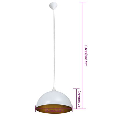 vidaXL Stropní lampa polokoule 2 ks s nastavitelnou výškou bílá