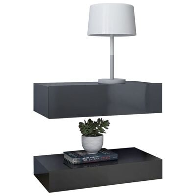 vidaXL Noční stolek šedý s vysokým leskem 60 x 35 cm dřevotříska