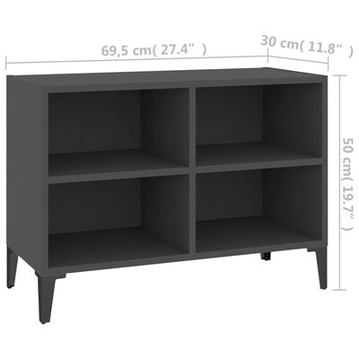 vidaXL TV stolek s kovovými nohami šedý 69,5 x 30 x 50 cm