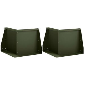 vidaXL Opěrn&aacute; zeď 2 ks 50 x 50 x 30 cm Ocel Olivově zelen&aacute;