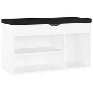 vidaXL Lavice s botn&iacute;kem a podu&scaron;kou b&iacute;l&aacute; 80x30x47 cm kompozitn&iacute; dřevo