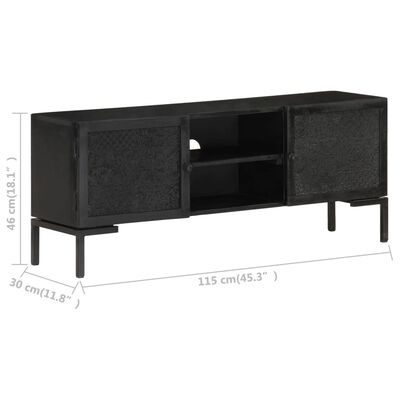 vidaXL TV stolek černý 115 x 30 x 46 cm masivní mangovníkové dřevo