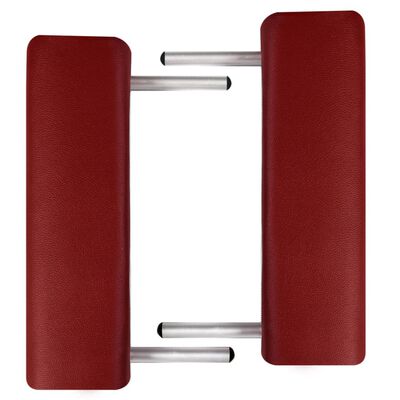 Červený skládací masážní stůl se 3 zónami a hliníkový rám