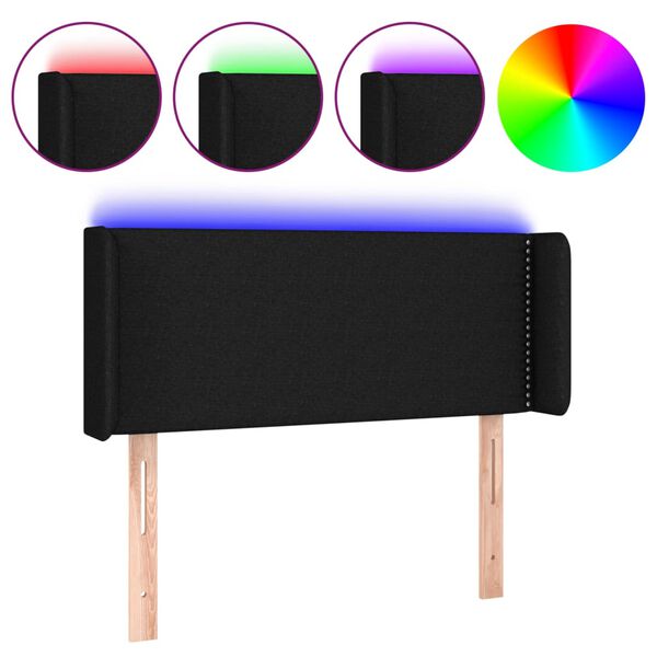 vidaXL Čelo postele s LED čern&eacute; 103 x 16 x 78/88 cm textil